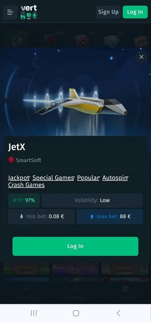 Play JetX on VertBet